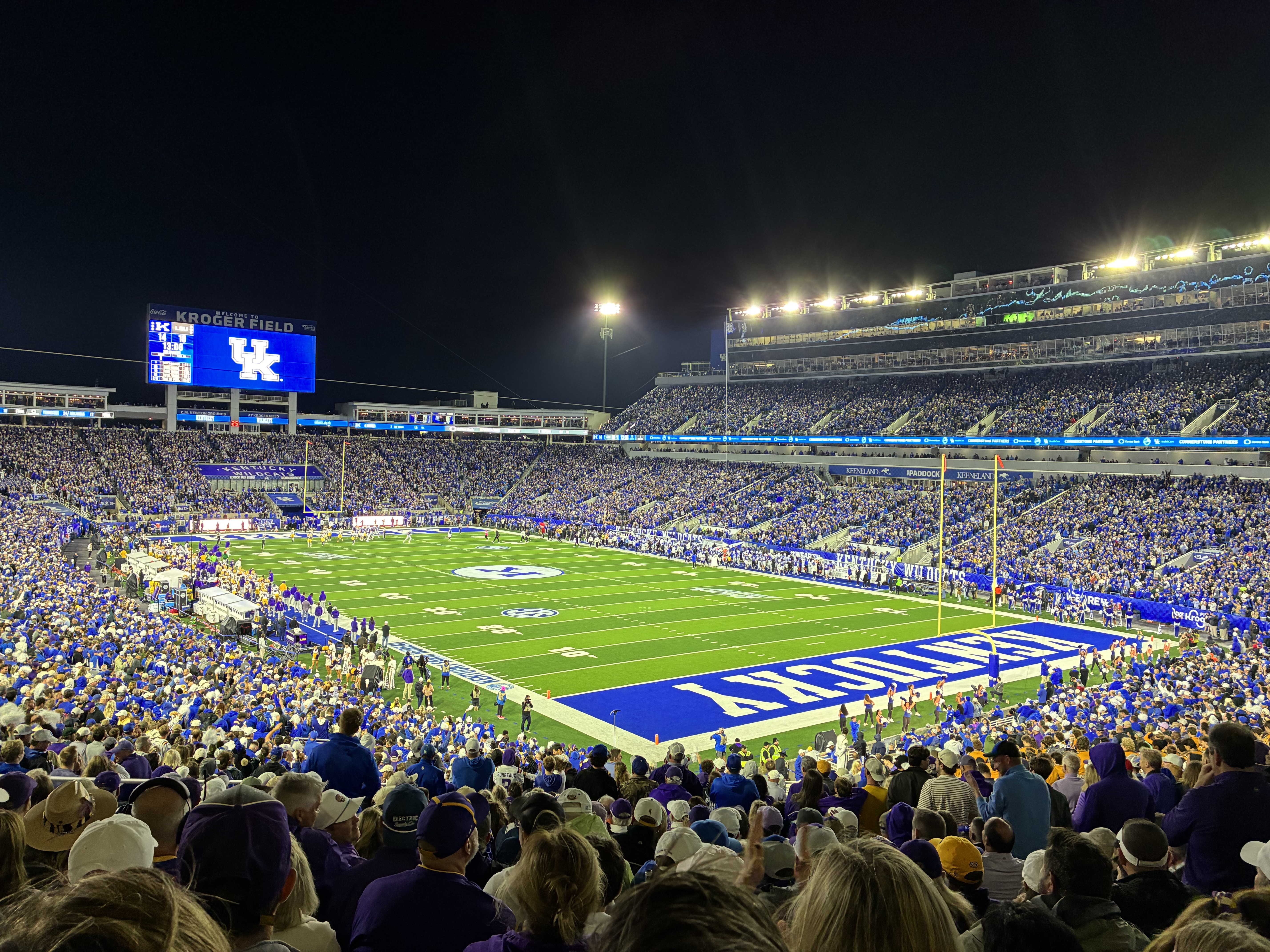 Kentucky Kroger Field stadium at night
